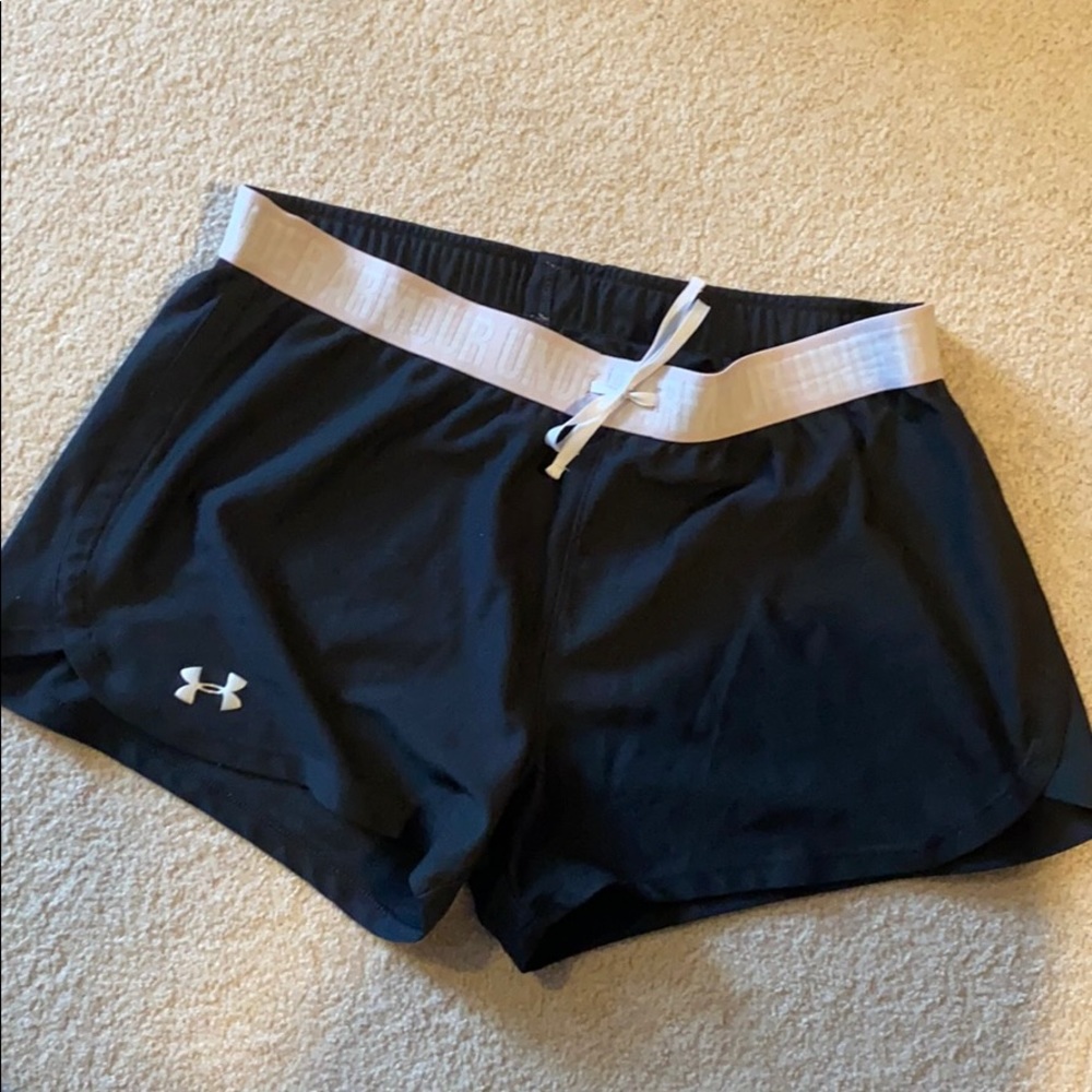 Black Under Armour Shorts with Light Pink Band